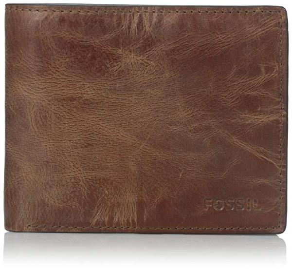 Fossil Men's Derrick Leather RFID Blocking Bifold Flip ID Wallet