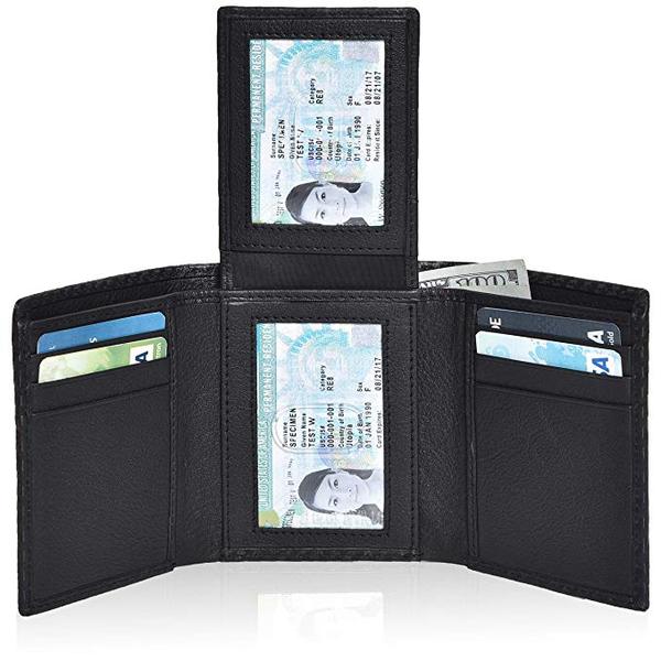 Best with 2 ID Viewers: Clifton Heritage Trifold Carbon Fiber Wallets for Men – 2 ID Windows Credit Card Holders