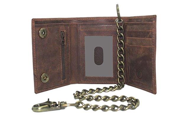 Best for the Traditionalist: Juzar Tapal Collection Men Biker  RFID Trifold Chain Wallet