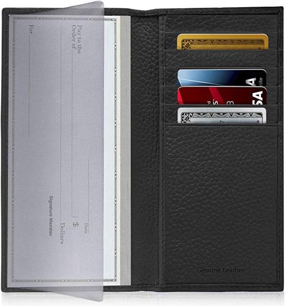 Best Mid-Range: Access Denied Genuine Leather Checkbook Cover For Women & Men - Checkbook Holder Check Book Covers For Duplicate Checks Card Wallet RFID