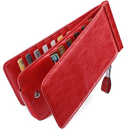 Best for Functionality: Huztencor Womens Leather Credit Card Holder Wallet
