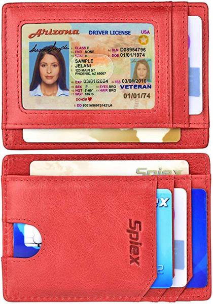 Best Budget: Spiex Flat Wallet Leather RFID Blocking Card Holder