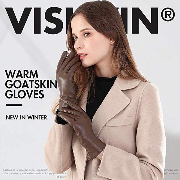 Best Driving Glove: Vislivin Full-Hand Womens Warm Genuine Leather Gloves in Winter