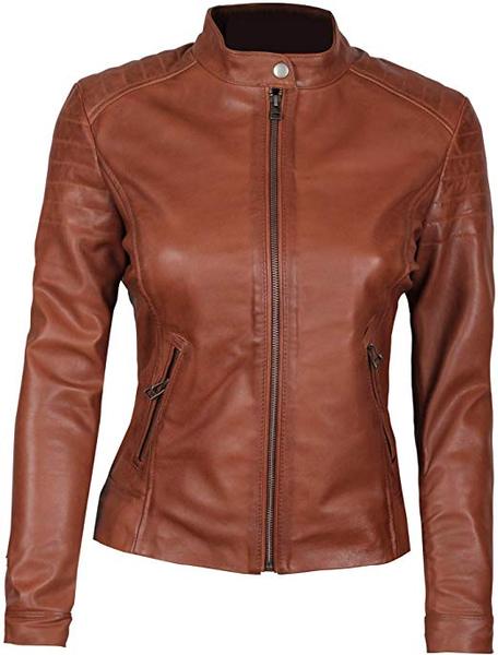 Best Brown: Decrum Women Leather Jacket