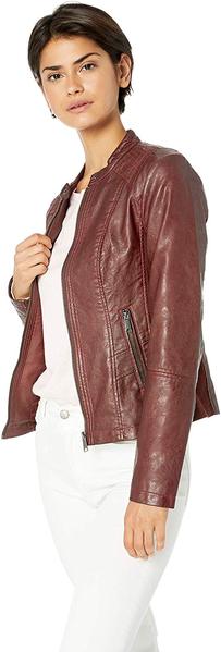 Best Shape: Sebby Collection Women's Faux Leather Jacket with Front Zip Pockets