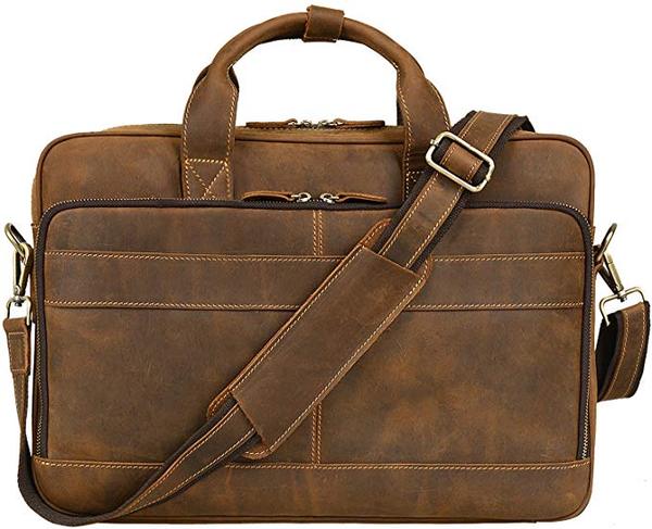 Best Lightweight: Jack&Chris Men's Leather Messenger Bag Attache Case 14" Laptop