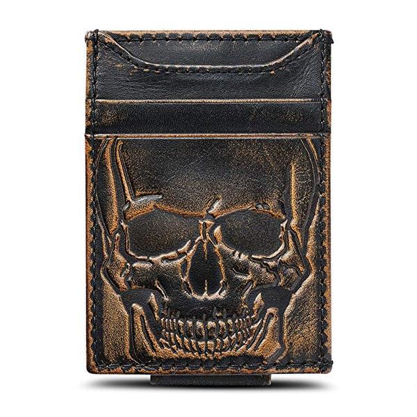 HOJ Co. SKULL Front Pocket Wallet-Slim Money Clip Wallet