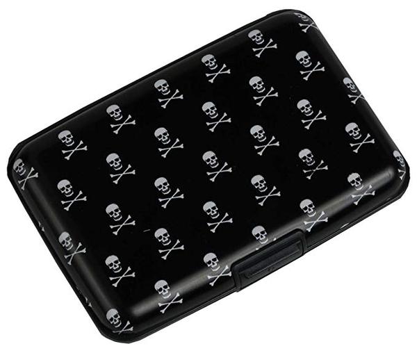 Plixio White Skull Aluminum Wallet & Credit Card Case with RFID Protection - Halloween
