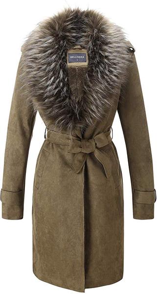 Best For Winter: Bellivera Women's Faux Leather Suede Long Jacket for Winter