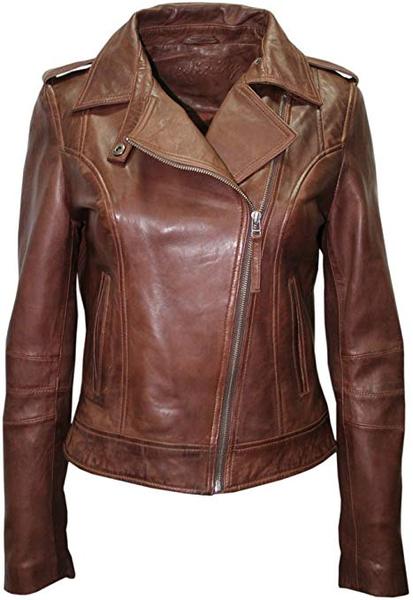 Best leather: Infinity Retro Soft Nappa Leather Motorcycle Jacket for Women