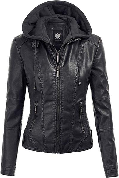 Best Hooded: Lock and Love Women's Hooded Faux Leather Motocycle Jacket