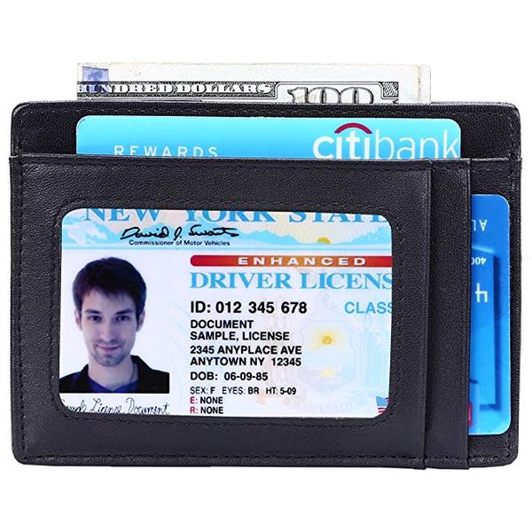 Best Slim: Kinzd Slim Wallet RFID Front Pocket Minimalist Leather Wallet thin Card Holder