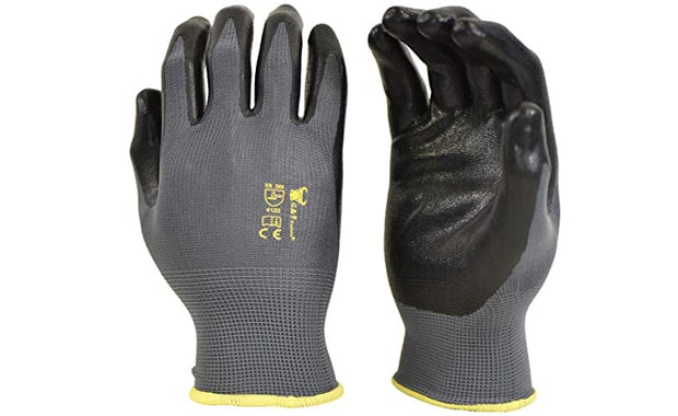 G & F 15196L Seamless Nylon Knit Nitrile Coated Work Gloves
