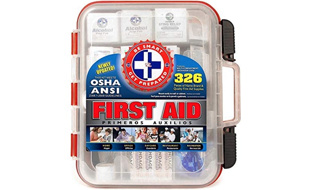 First Aid Kit Hard Red Case by Be Smart Get Prepared