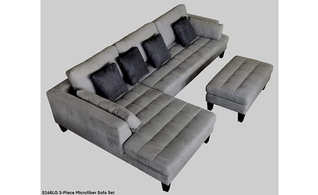 Stendmar Contemporary S168LG Grey Microfiber Sectional Sofa
