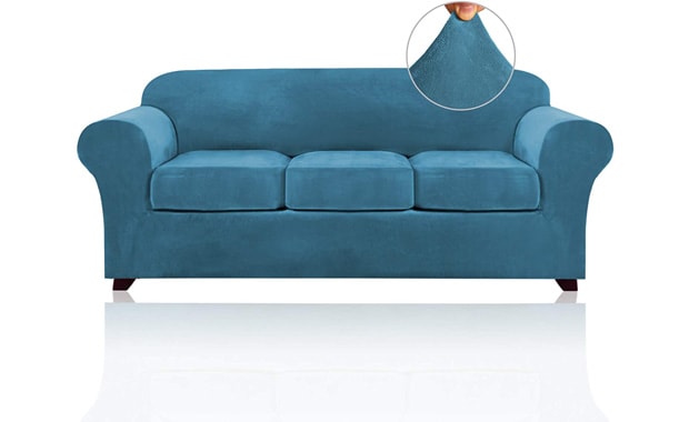 PrinceDeco 4 Pieces Stretch Velvet Sofa Couch Cover