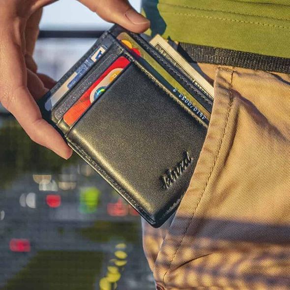 Slim wallet with ID Window and RFID Blocking